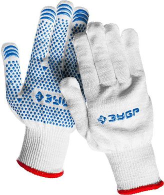 ТОЧКА, размер S-M, перчатки трикотажные тонкие, с ПВХ покрытием (точка), 11451-S (11451-S) ЗУБР