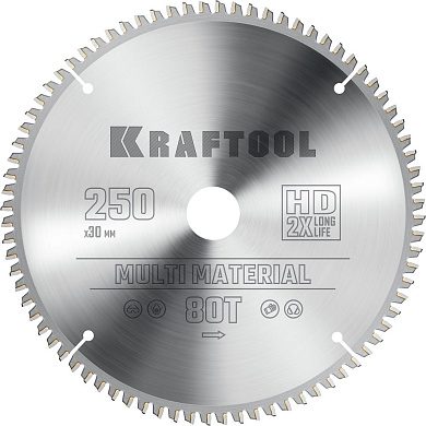 Диск пильный 250х30х80Т по алюминию "Multi Material" (36953-250-30) KRAFTOOL