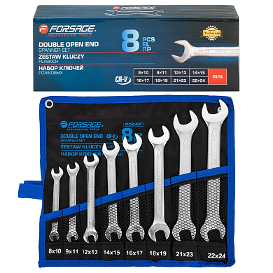 Набор ключей рожковых, 8пр. 8-24мм (F-5084P) Forsage