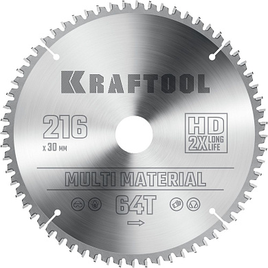 Диск пильный 216х30х64Т по алюминию "Multi Material" (36953-216-30) KRAFTOOL