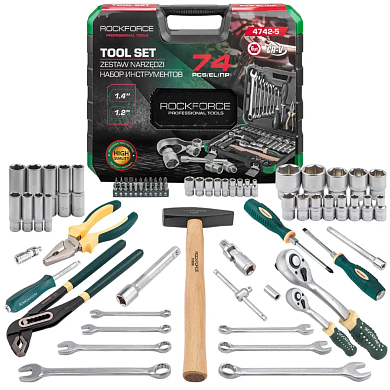 Набор инструментов 74пр. 1/4'', 1/2'' (6гр.)(RF-4742-5) RockFORCE