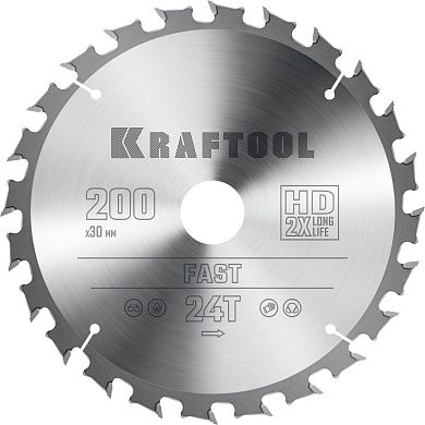 Диск пильный 200х30х24Т по дереву "Fast" (36950-200-30) KRAFTOOL