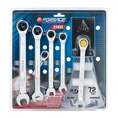 Ключи комбинированные трещоточные, 5пр. (10, 12-14, 17мм) (F-51052) Forsage