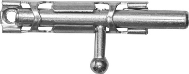 Шпингалет накладной стальной "ЗТ-19305", малый, покрытие белый цинк, 65мм (37730-65)