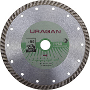 ТУРБО 200 мм, диск алмазный отрезной сегментированный по бетону, камню, кирпичу, URAGAN