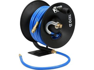 Шланг пневм. HYBRID (PVC+NBR) d10ммх15м 2.0MPa с фитингами на катушке (YT-24240) YATO