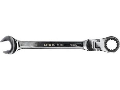 Ключ рожково-накидной с трещоткой,шарнирный 18 мм (YT-1684) YATO
