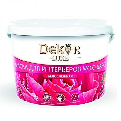 Краска ВД-АК-216 "DEKOR" для интерьеров моющаяся белоснежная 7.0 кг