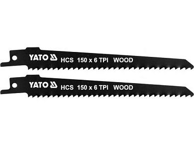 Полотно пильное для сабельной пилы по дереву HCS 150мм 6TPI , 2шт. (YT-33922) YATO
