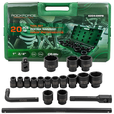 Набор головок ударн. 20пр. 3/4", 1"(RF-6204-5MPB) RockFORCE