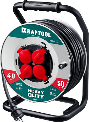 Удлинитель силовой на катушке КГ 3х2.5 50м 4000Вт IP44, HEAVY DUTY(55086-50_z01) KRAFTOOL