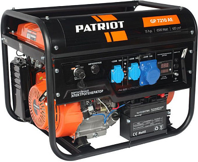 Генератор бензин. GP 7210AE (6.5 кВт 220В 25л розетки 2х230В(16А)/1х230(32/1х12В) PATRIOT / OPTIMA