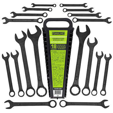 Набор ключей комбинированных 18пр. (8-19, 21, 22, 24, 27, 30, 32мм)(FL-5181MP BLACK) ForsLine