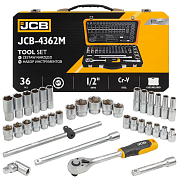 Набор инструментов 36пр. 1/2" (6гр.)(8-32мм, Cr-V), в металлическом кейсе(JCB-4362M) JCB