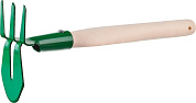 Мотыга-рыхлитель, РОСТОК 39625, с деревянной ручкой, "лепесток+3 зуба" прямая, 155x70x425мм
