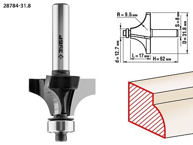 Фреза кром. калев. №1, диам.-38,1мм, раб. дл.-17мм, рад.-12мм, хв. 8мм (28784-31.8) ЗУБР