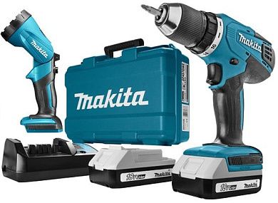 Дрель-шуруповерт аккум. DF 457 DWLE + фонарь (18.0 В, 2 акк., 1.5 А/ч Li-Ion, 42 Нм, чем.) MAKITA