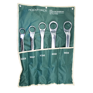 Набор ключей накидных отогнутых на 45грд. 5пр. 32-55мм, на полотне (RF-5059P) RockFORCE