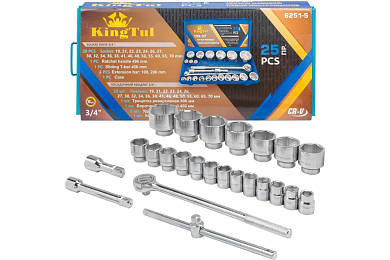 Набор инструментов 25пр. 3/4" (6гр.)(19-70мм)(KT-6251-5) KINGTUL