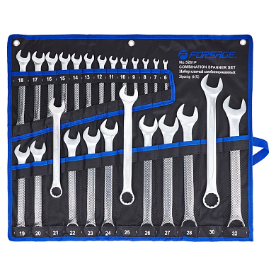 Набор ключей комбинированных 25+1пр.(6-28, 30, 32мм+ключ рожковый 36х41мм)(F-5261P+1) Forsage