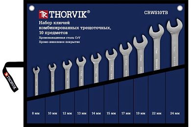 Набор ключей комбинированных трещоточных 8-24мм, 10пр., в сумке (CRWS10TB) Thorvik