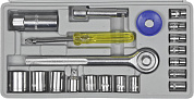 Набор головок с трещоткой и удлинителем (1/4", 3/8") 4-17мм, 20пр. (27602-H20) DEXX