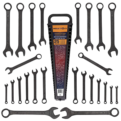 Ключи комбинированные, 25пр. (6-28, 30, 32мм) (MT-5261MP BLACK) MEGATOOLS