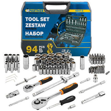 Набор инструментов 94пр. 1/4", 1/2" (6гр.)(4-32мм)(PA-4941-5) Partner
