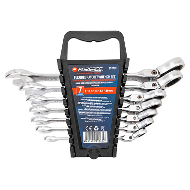 Набор ключей комбинированных трещоточных с шарниром 7пр. 8-19мм (F-51072F) Forsage