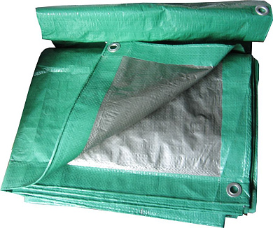 Тент усиленный, тарпаулин, цвет зеленый/серебро, 120г/м, размер 8м х 10м
