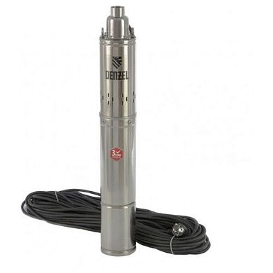 Насос скважинный DWS-4-150, винтовой, диаметр 4", 1300 Вт, 2000 л/ч, напор 150 м Denzel