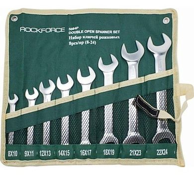 Набор ключей рожковых 8пр. 8-24мм, на полотне (RF-5084P) RockFORCE
