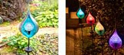 Фонарь садовый ЧУДЕСНЫЙ САД 654-B "Бутон" синий вращающийся св/диодный RGB на солнеч. батарее