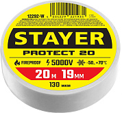 Изолента ПВХ, 19мм/20м, белая "Protect-20" (12292-W) STAYER