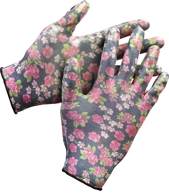 Перчатки садовые, прозрачное нитриловое покрытие, размер L-XL, черные (11297-XL) Grinda