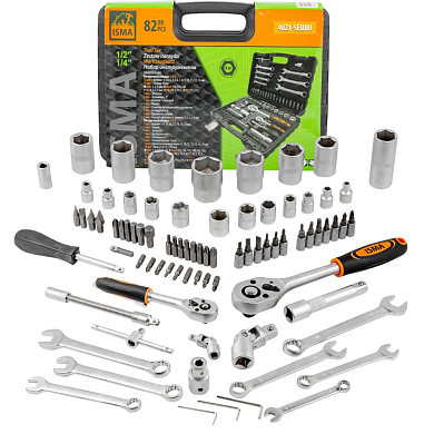 Набор инструмента автомобильного (1/2", 1/4") 82пр. (ISMA-4821-5EURO) ISMA