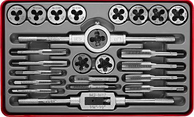 Набор метчиков и плашек М5-М12, 24пр., 9ХС "МАСТЕР" (28116-H24_z01) ЗУБР
