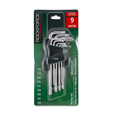 Набор ключей TORX длинных, 9пр. Т10-Т50 (RF-5098L) RockFORCE