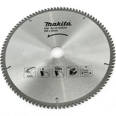 Диск пильный 260х30/15.88х3.0х100T по алюминию (D-03975) MAKITA