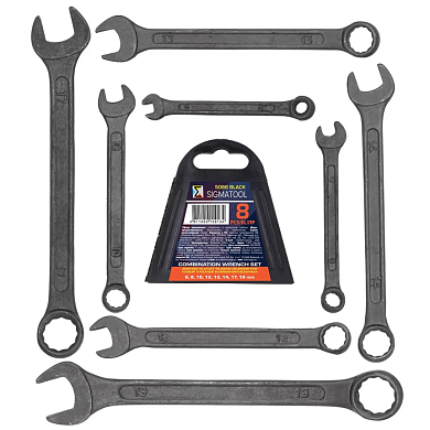 Ключи комбинированные, 8пр. (6, 8, 10, 12-14, 17, 19мм) (Sigmatool-5086 BLACK) SIGMATOOL
