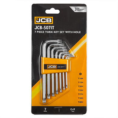 Ключи Г-образные TORX с отверстием, 7пр. Т10Н-Т40Н (JCB-5071T) JCB