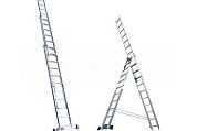 Лестница алюм. трехсекционная с рем. безопасности усиленная HS3 (12 ступ. 339/843см 22,1кг) АЛЮМЕТ