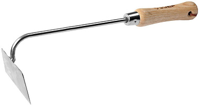 Мотыжка "ЭКСПЕРТ" трапециевидная из нержавеющей стали, деревянная ручка из ясеня, 100x65x350мм (4-39468) ЗУБР