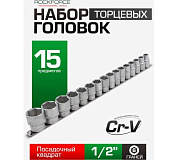 Набор головок 1/2'' 10-32мм, 6гр., 16пр. (RF-4161-5) RockFORCE