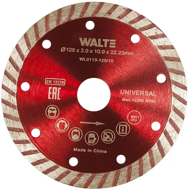 Круг алмазный турбо 125х2.0х10x22.23 мм Универсал (WL0113-125/10) WALTE