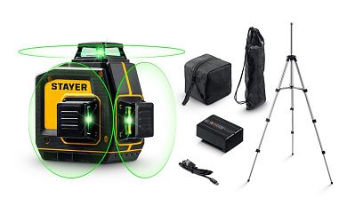 Нивелир лазерный "SL-3D #3", 50м, точн. +/-0,5 мм/м, штатив, сум. (34963-3) STAYER