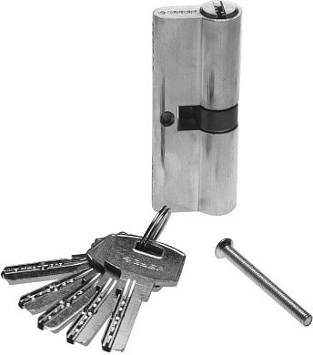 Механизм "ЭКСПЕРТ"цилиндровый, повышенной защищенности, тип "ключ-ключ", цвет хром, 6-PIN, 90мм (52105-90-2) ЗУБР