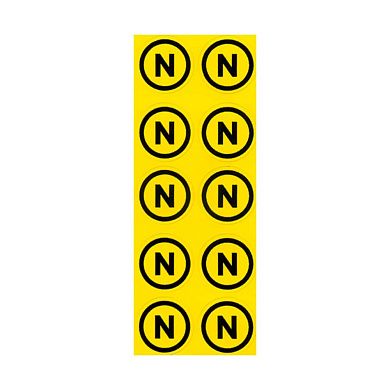 Комплект наклеек из 10 шт. N, р-р 1,5*1,5см,  цветн., с/к из пленки ПВХ, с подрезкой