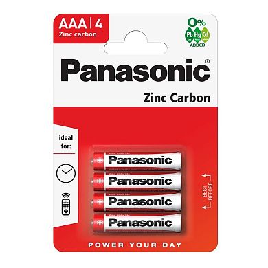 Батарейка солевая PANASONIC R03 (AAA) Zinc Carbon 1.5В бл/4