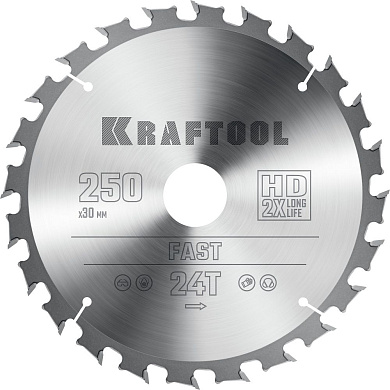 Диск пильный 250х30х24Т по дереву "Fast" (36950-250-30) KRAFTOOL